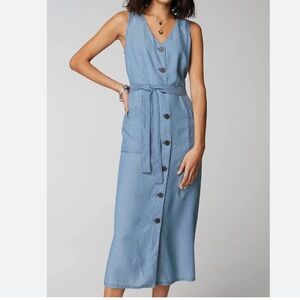 J. Jill Blue Sleeveless V-Neck Midi Sundress